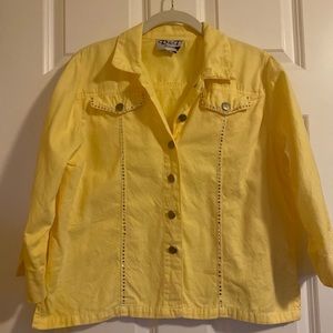 EUC R & B yellow 3/4 sleeve jacket with bling.